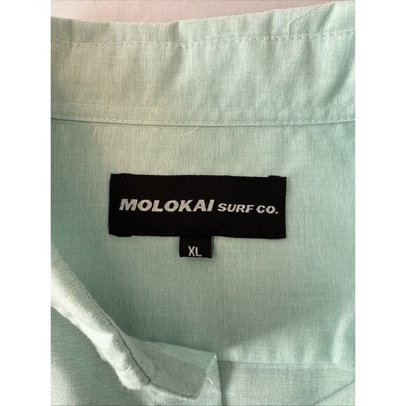Molokai Surf Co. Men's XL Resort Mint Short Sleeve Button Up Shirt Logo Pocket - Picture 3 of 8